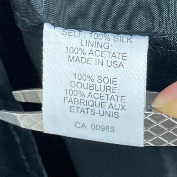 NANETTE LEPORE Blouse 10 Brown Silk Floral Crochet Pom Pom Long-Flare-Slv Lined - Picture 10 of 13